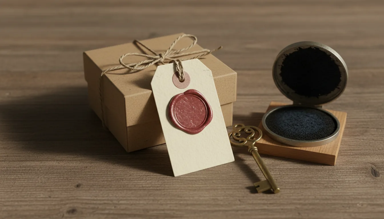 Paquetes etiquetados sobre escritorio oscuro, vista cenital editorial.